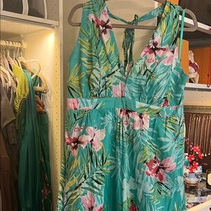 Floral Sleeveless Dress - Green and Pink New York & Company NWT!